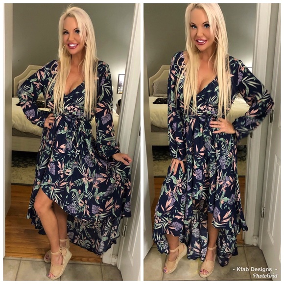 ❤️FLASH! 🌈V Neck Ruffled Floral Maxi Dress! - Picture 2 of 3